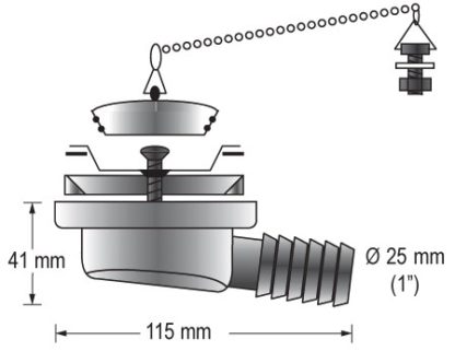 Waschbecken-Auslass für 25mm extrem flach, BK16009