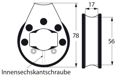 Reffleinenbl. für Relingsstütze   25mm Kugellager, BU25