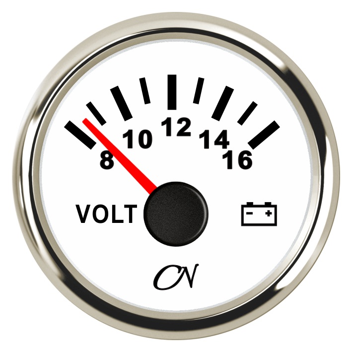 CN-Instrument Voltmeter 12V weiß/chrom, CN0512W