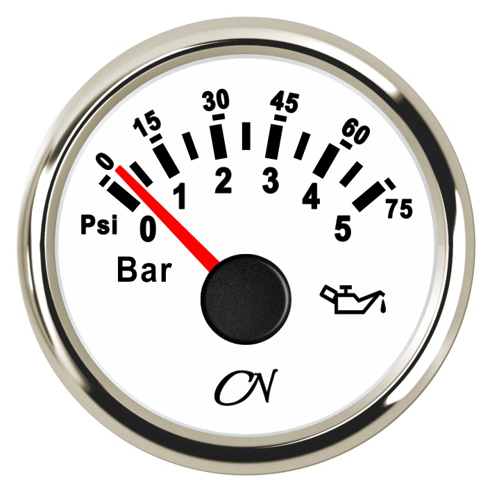 CN-Instrument Öldruckanzeige bis 5bar weiß/chromm, CN0605W