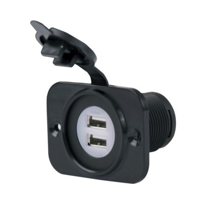 Marinco USB-Doppel-Einbau-Steckdose schwarz, UM12VDUSB-B