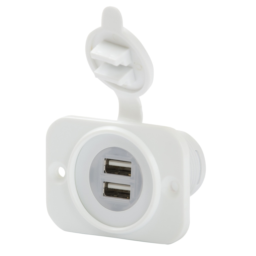 USB Port, Stecker für Einbau ins Amaturebrett, mit LED 12-24V
