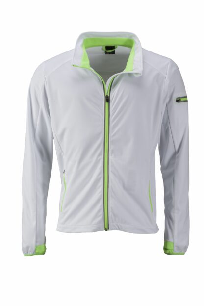 Men's Sports Softshell Jacket - weiß/grün/neon (white/bright-green)