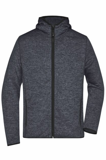 Men's Knitted Fleece Hoody - grau/schwarz (dark-melange/black)