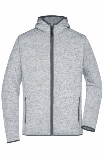 Men's Knitted Fleece Hoody - grau (light-melange/carbon)