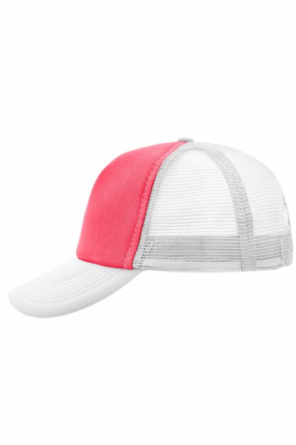Kappe 5 Panel Polyester Mesh Cap - pink/weiß/neon (neon-pink/white) MB070
