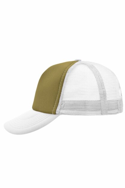 Kappe 5 Panel Polyester Mesh Cap - grün/weiß/oliv (olive/white) MB070
