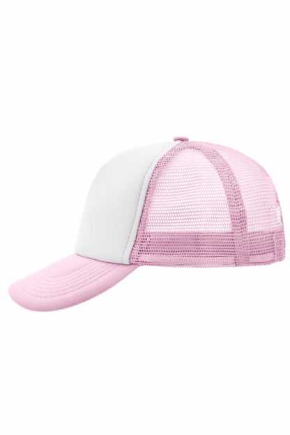 Kappe 5 Panel Polyester Mesh Cap - weiß/pink (white/baby-pink) MB070