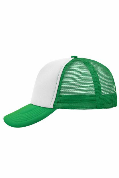 Kappe 5 Panel Polyester Mesh Cap - grün/weiß (white/fern-green) MB070