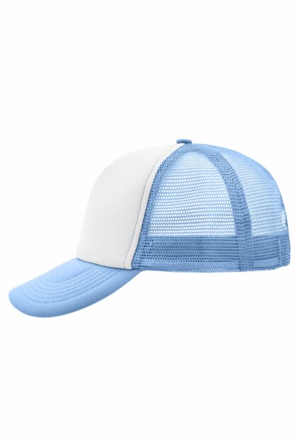 Kappe 5 Panel Polyester Mesh Cap - weiß/blau (white/light-blue) MB070