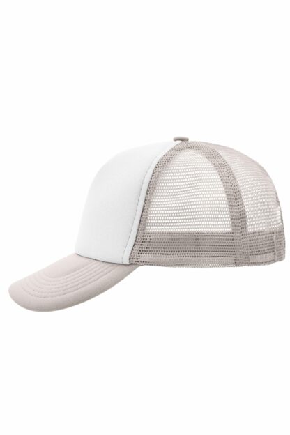 Kappe 5 Panel Polyester Mesh Cap - weiß/grau (white/light-grey) MB070