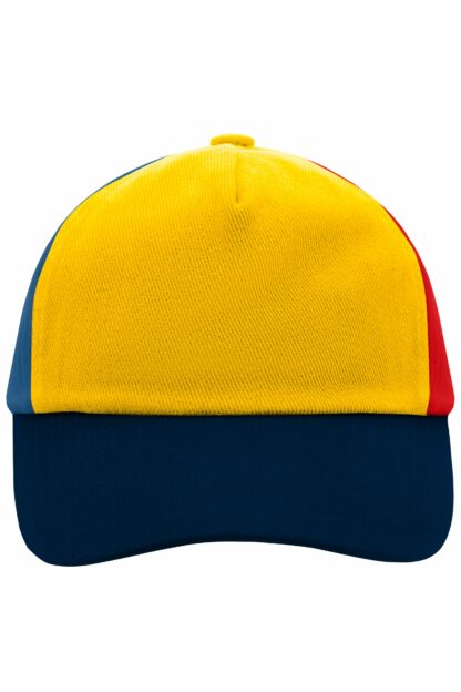 Kappe Kinder 5 Panel Kids' Cap - rot/blau/gelb (gold-yellow/royal/red/navy) MB7010 – Bild 4