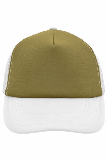 Kappe 5 Panel Polyester Mesh Cap - grün/weiß/oliv (olive/white) MB070 – Bild 5
