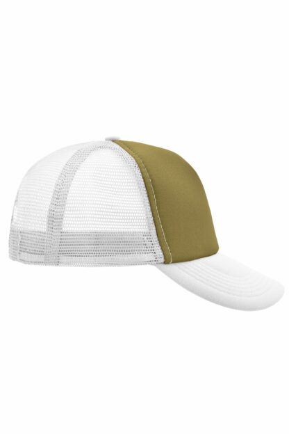 Kappe 5 Panel Polyester Mesh Cap - grün/weiß/oliv (olive/white) MB070 – Bild 6