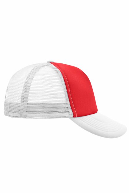 Kappe 5 Panel Polyester Mesh Cap - weiß/rot (red/white) MB070 – Bild 6