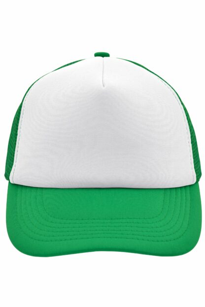 Kappe 5 Panel Polyester Mesh Cap - grün/weiß (white/fern-green) MB070 – Bild 5