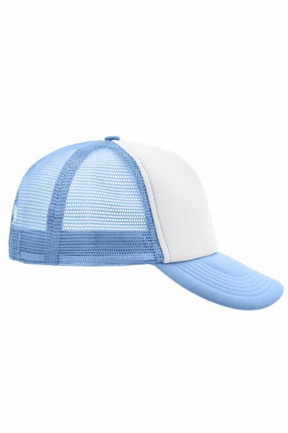 Kappe 5 Panel Polyester Mesh Cap - weiß/blau (white/light-blue) MB070 – Bild 6