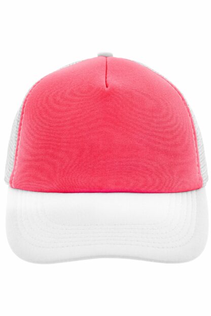 Kappe 5 Panel Polyester Mesh Cap - pink/weiß/neon (neon-pink/white) MB070 – Bild 5