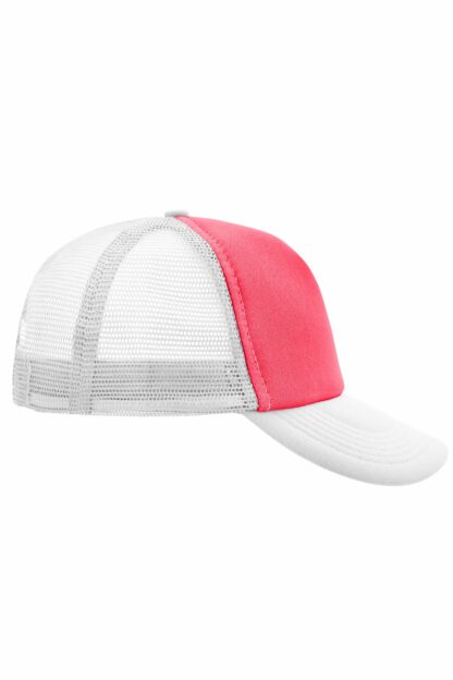 Kappe 5 Panel Polyester Mesh Cap - pink/weiß/neon (neon-pink/white) MB070 – Bild 6