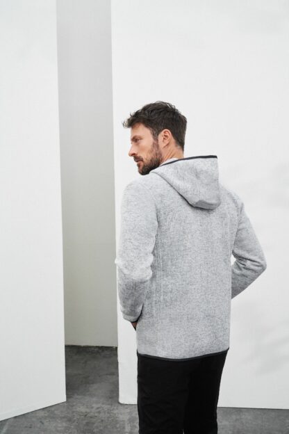 Men's Knitted Fleece Hoody - grau (light-melange/carbon) – Bild 5