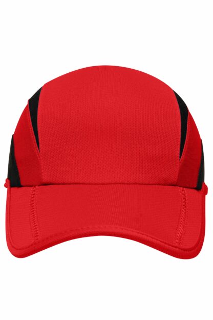 Kappe 3 Panel Sports Cap - rot/schwarz (tomato/black) MB6580 – Bild 3