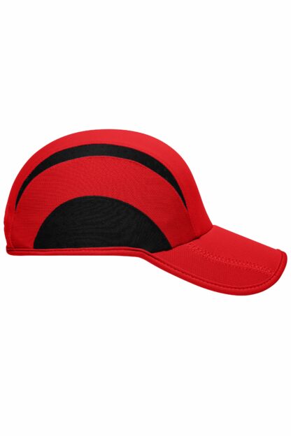 Kappe 3 Panel Sports Cap - rot/schwarz (tomato/black) MB6580 – Bild 4