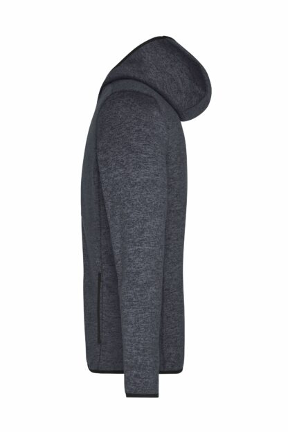 Men's Knitted Fleece Hoody - grau/schwarz (dark-melange/black) – Bild 6