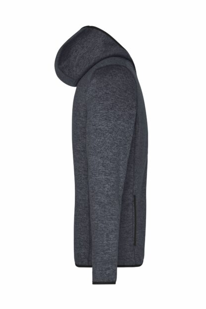 Men's Knitted Fleece Hoody - grau/schwarz (dark-melange/black) – Bild 7