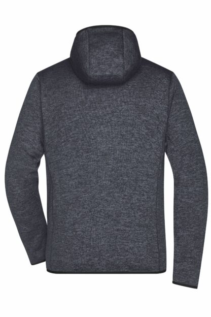 Men's Knitted Fleece Hoody - grau/schwarz (dark-melange/black) – Bild 8