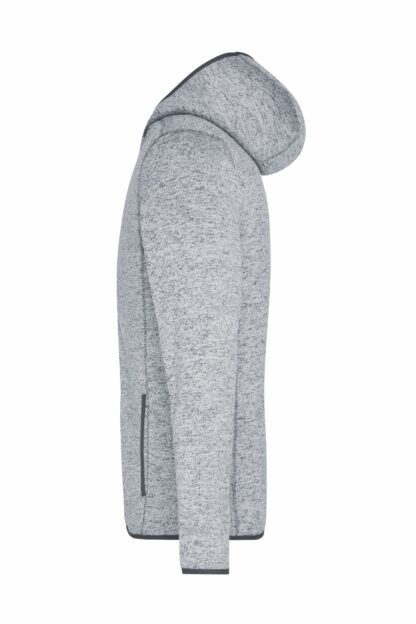 Men's Knitted Fleece Hoody - grau (light-melange/carbon) – Bild 6