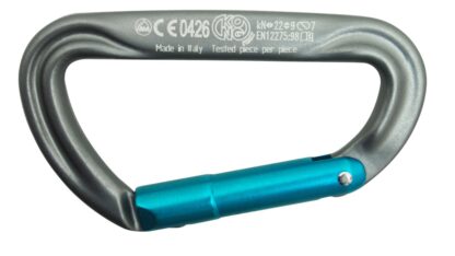Alu-Karabinerhaken ARGON K asymm. GRAU/CYAN, NB719DB0400