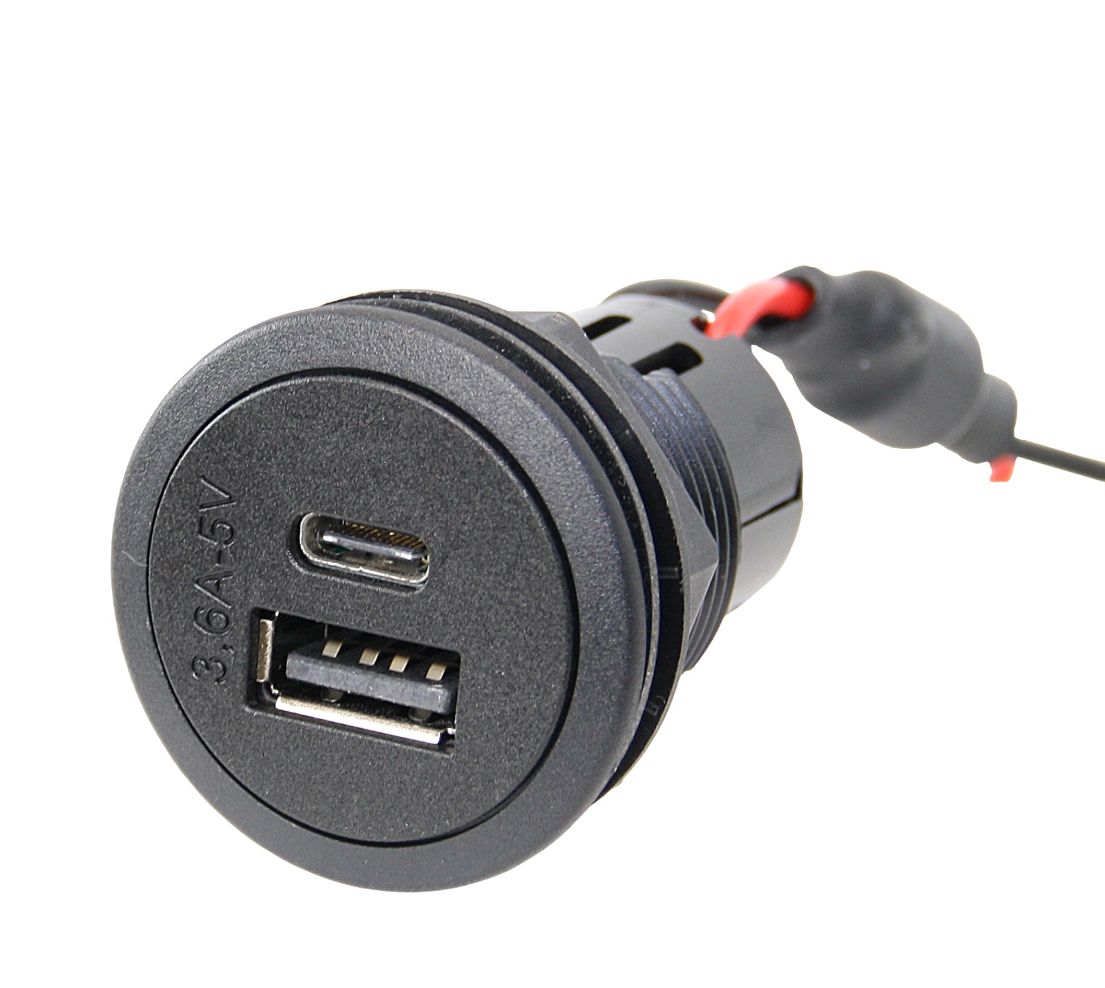 Einzelne Steckdose mit zwei Ladegeräten (USB A + USB C), 5VDC Ausgang,  Unterputz, weiß