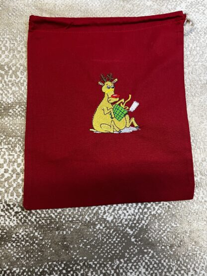 Weihnachtssack 25 cm x 30 cm rot, W115 Rentier