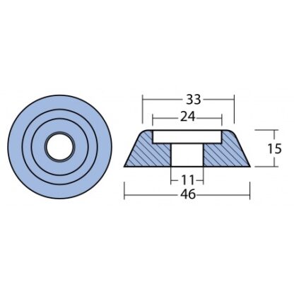 Telleranode Zn 45mm, Bohrung 11mm für Lewmar Seitenstrahlruder, MA01081 – Bild 2
