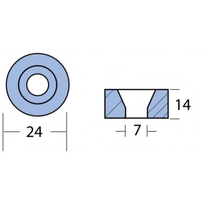 Knopfanode Alu 24x15mm für Mariner/Yamaha 40-90PS (bis 1987) , MA01110AL – Bild 2