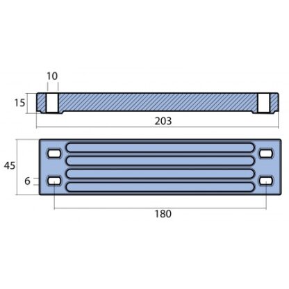Stabanode Mg 201x47x17mm für Yamaha 200-300PS , MA011121MG – Bild 2