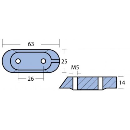 Motoranode Mg 63x25x14mm für Yamaha 8-300PS (ab 1989) Getriebegehäuse , MA011231MG – Bild 2