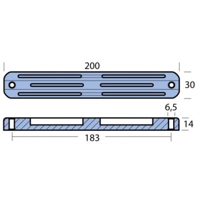 Stabanode Zn 201x30x14mm für Selva S601, MA01909 – Bild 2
