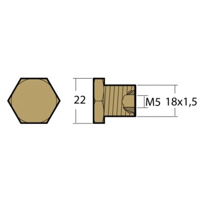 Gewindestopfen MS 3/8", Innengewinde M5 für Bukh DV10/20/24, MA02050TP – Bild 2